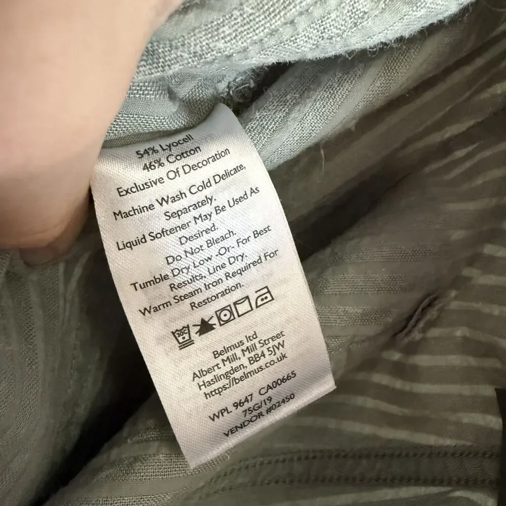 Eddie Bauer Pants Women's 6 Green Striped Straight Leg Elastic Waist Band